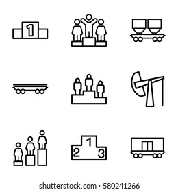 platform vector icons. Set of 9 platform outline icons such as ranking, cargo wagon