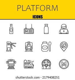 platform vector line icons set. products, metro and products Icons. Thin line design. Modern outline graphic elements, simple stroke symbols stock illustration