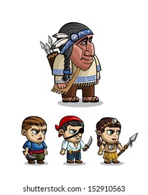 For a platformer game. Set of funny cartoon warriors with weapons
