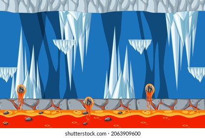 Platformer Game template with Ice Cave illustration