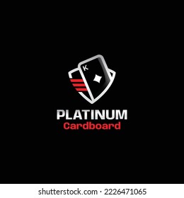 platinum card board vector logo with the king card and shield