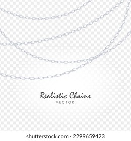 Platinum chain on transparent background. Realistic isolated platinum vector jewelry chain set. Luxury stripe vector design