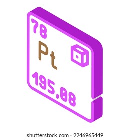 platinum chemical element isometric icon vector. platinum chemical element sign. isolated symbol illustration