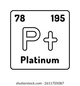 platinum chemical element line icon vector. platinum chemical element sign. isolated contour symbol black illustration