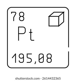 platinum chemical element line icon vector. platinum chemical element sign. isolated contour symbol black illustration
