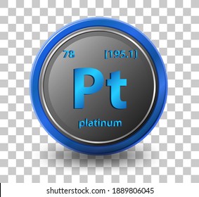 Platinum chemical element. Chemical symbol with atomic number and atomic mass. illustration