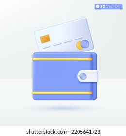 Platinum credit card and wallet icon symbols. payments, online banking, money transfers concept. 3D vector isolated illustration design. Cartoon pastel Minimal style. Used for design ux, ui, print ad.