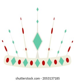 Platinum crown encrusted with precious stones Cartoon vector illustration Isolated on white background