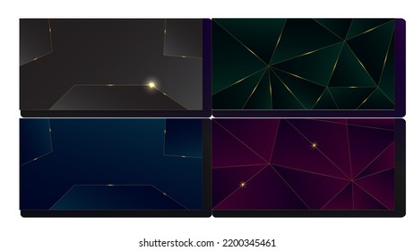 Platinum Dark Black Purple Blue Green Geometry Wallpaper. Deep Black Purple Blue Green Banner. Shiny Polygon Celebration Texture. Rich VIP Christmas Poster. 3D Minimal Royal New Year Frame.
