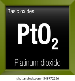 Platinum dioxide chemical formula inside a Green square frame with black background