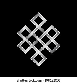Platinum Endless knot. Concept of Karma, Time, spirituality. Vector icon