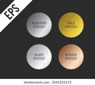 Platinum, Gold, Silver, Bronze sponsor Sign vector illustration