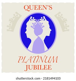 The Queen’s Platinum Jubilee celebration poster. Queen Elizabeth side profiles. Design for banners, postcards, posters, stickers or greeting cards. svg