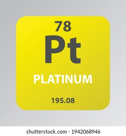 Platinum Pt Transition metal Chemical Element vector illustration diagram, with atomic number and mass. Simple flat design for education, lab, science class.
