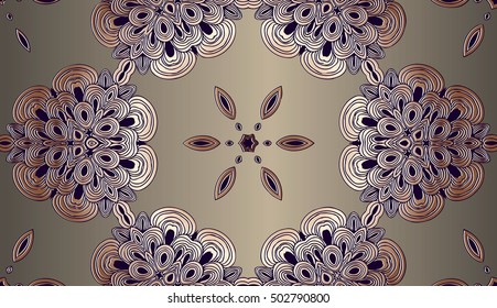platinum retro, background, vintage copper embossed pattern of twisted spirals in the shape of a flower