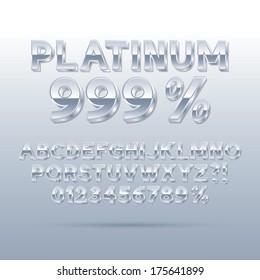 Platinum Silver Font And Numbers, Eps 10 Vector, Editable For Any Background