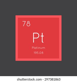Platinum simple style tile icon. Chemical element of periodic table. Vector illustration EPS8