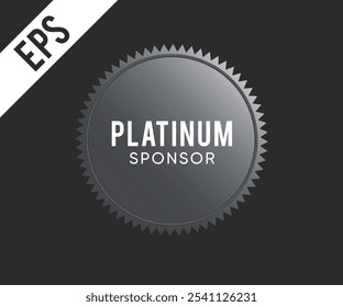 Signo del sello del patrocinador del platino en el fondo negro, Ilustración vectorial