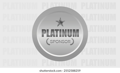 Signo de sello de patrocinador de platino sobre fondo de plata, estrella | Ilustración vectorial