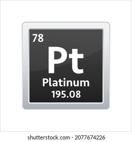 Platinum symbol. Chemical element of the periodic table. Vector stock illustration.
