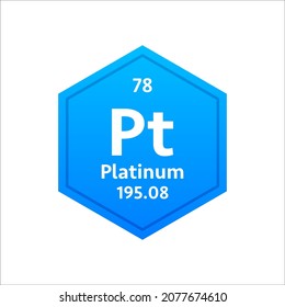 Platinum symbol. Chemical element of the periodic table. Vector stock illustration.