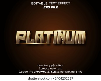 platinum  text effect, font editable, typography, 3d text. vector template