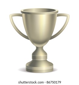 Platinum Trophy Cup, Isolated On White Background, Vector Illustration