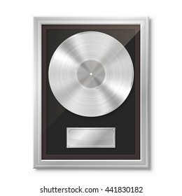 Platinum vinyl in frame on wall, Collection disc, template design element, Vector illustration