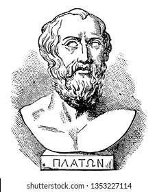 Plato he was a philosopher in classical Greece and the founder of the academy in Athens vintage line drawing or engraving illustration