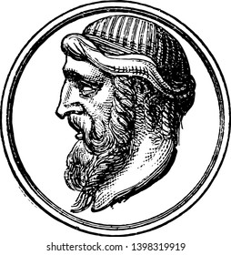 Plato he was a philosopher in classical Greece and the founder of the academy in Athens vintage line drawing or engraving illustration