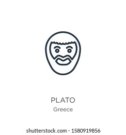 Plato icon. Thin linear plato outline icon isolated on white background from greece collection. Line vector sign, symbol for web and mobile