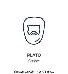 Plato outline vector icon. Thin line black plato icon, flat vector simple element illustration from editable greece concept isolated stroke on white background