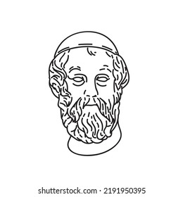 Plato philosopher portrait in line art style. Vector illustration on isolated background