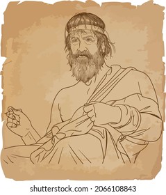 Plato portrait in line art. He was an ancient Greek philosopher, mathematician, author of philosophical dialogues and founder of the Academy, student of Socrates, teacher of Aristotle.