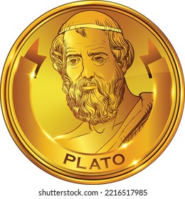 Plato portrait in line art. He was an ancient Greek philosopher, mathematician, author of philosophical dialogues and founder of the Academy, student of Socrates, teacher of Aristotle.