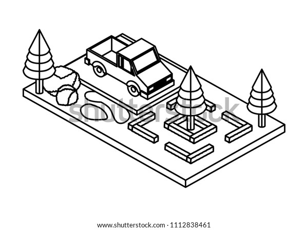 platon truck in the\
parking zone isometric