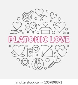 Platonic Love vector round concept illustration in thin line style
