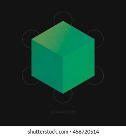 Platonic solid, Hexahedron, vector illustration