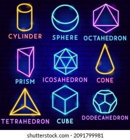 Platonic Solids Label Set. Vector Illustration of Geometric Promotion.