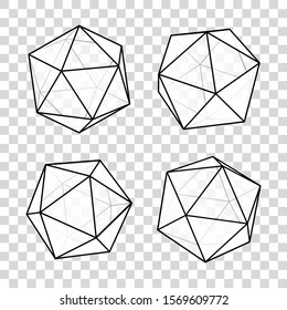 Platonic solids. Transparent icosahedron vector illustration. Geometric polygonal shapes. 