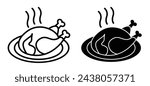 Platter of Baked Turkey Vector Icon Set. Illustration of Cooked Poultry.
