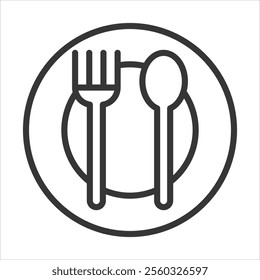 Platter Food Outline Icon Vector Illustration