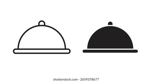 Conjunto de iconos de plato, línea y estilo de glifo negro para Sitio web de App de alimentos.