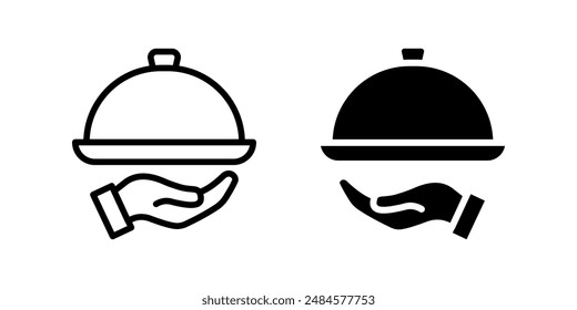 Platter icon set. restaurant sign. waiter symbol color editable