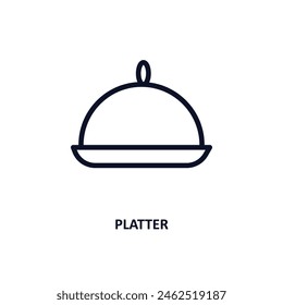 platter icon. Thin line platter icon from kitchen collection. Outline vector isolated on white background. Editable platter symbol can be used web and mobile