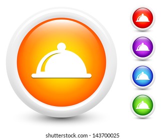 Platter Icons on Round Button Collection Original Illustration