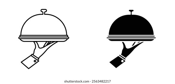 Platter icons in outline and fill. vector illustration for ui.