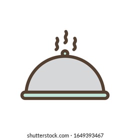 platter line and fill style icon design, Eat food restaurant menu dinner lunch cooking and meal theme Vector illustration
