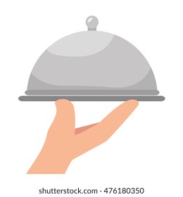 platter restaurant metal waiter plate service catering vector illustration