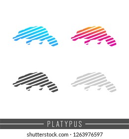 Platypus abstract stripe silhouette. Animal design illustration silhouette